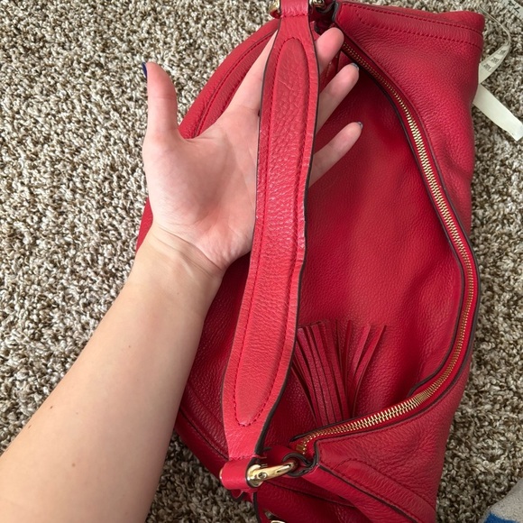 Michael Kors | Women's Red Leather Shoulder Hobo Bag - Picture 4 of 12